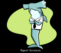 Agent Solomon, a hammerhead shark
