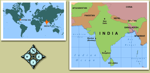 Map of the world with detail of India
